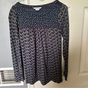 Boden green blue floral long sleeve shirt